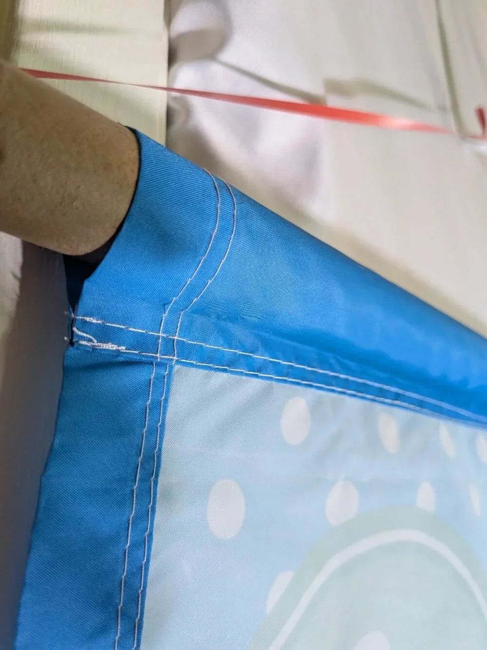 VTG It's A Boy Garden Flag Large Banner Blue Teddy Bear Polka Dot Baby Shower